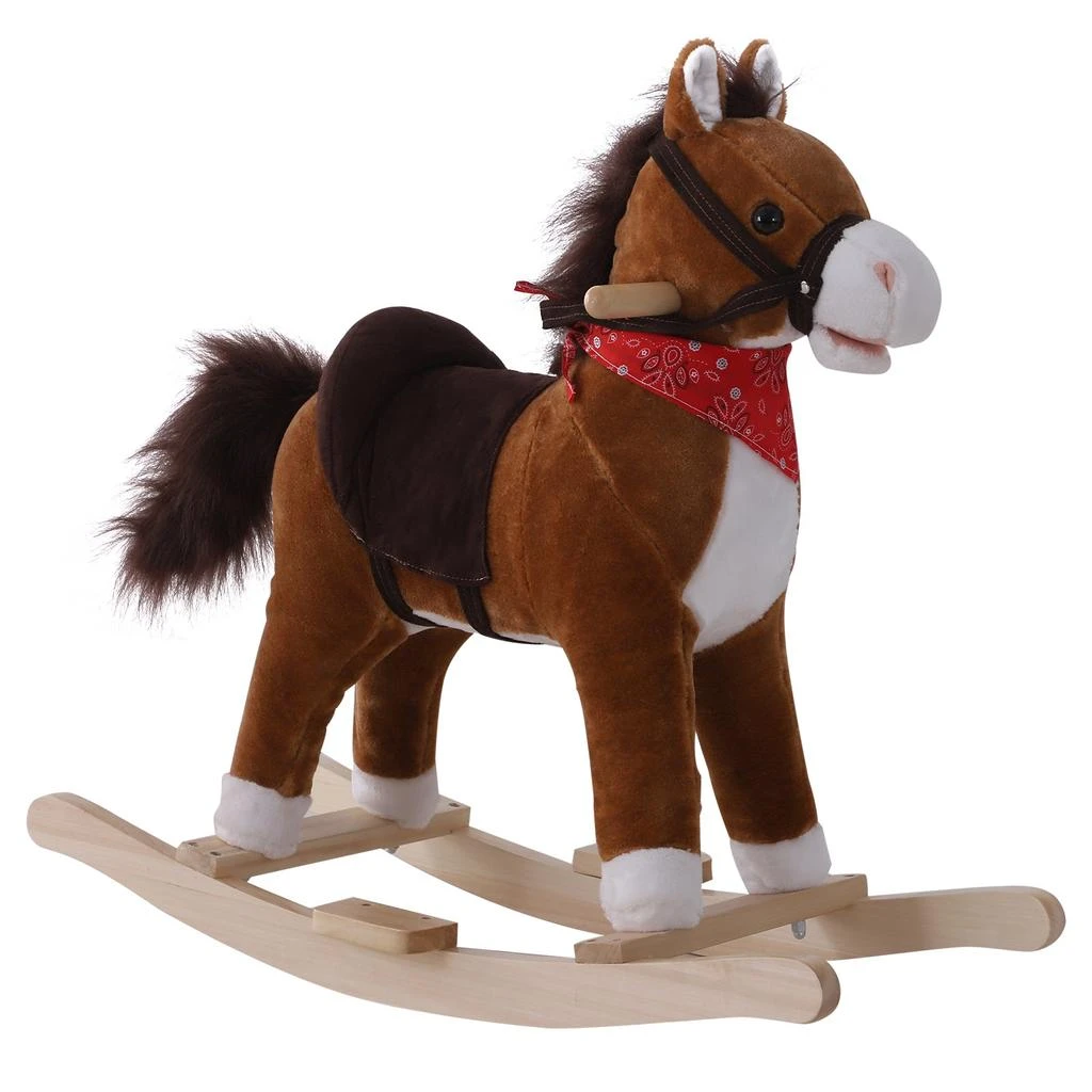 BreeBe Plush Rocking Horse Ride-On Toy for Toddlers