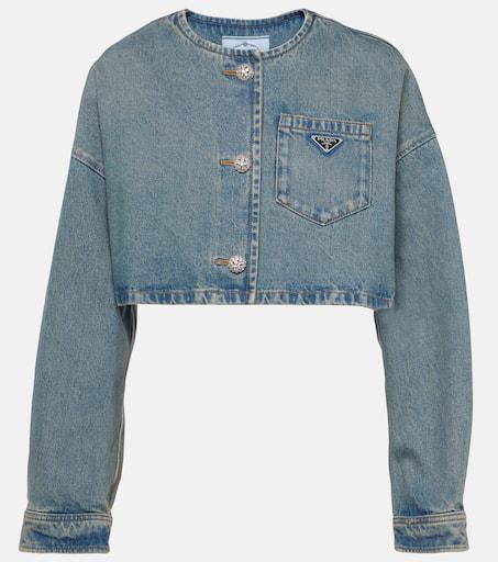 ジャケット PRADA Cropped jacket Prada triangle-logo Cropped Jacket | Neutrals | FARFETCH