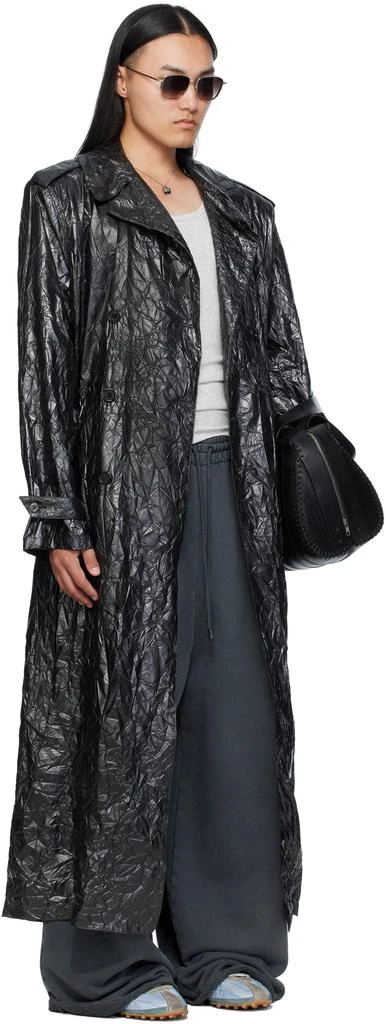 LU
U DAN Black Crumple Trench Coat 2