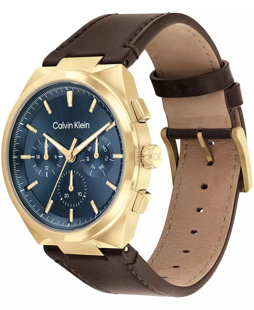 Calvin Klein Men's Distinguish Brown Leather Strap Watch 44mm 2