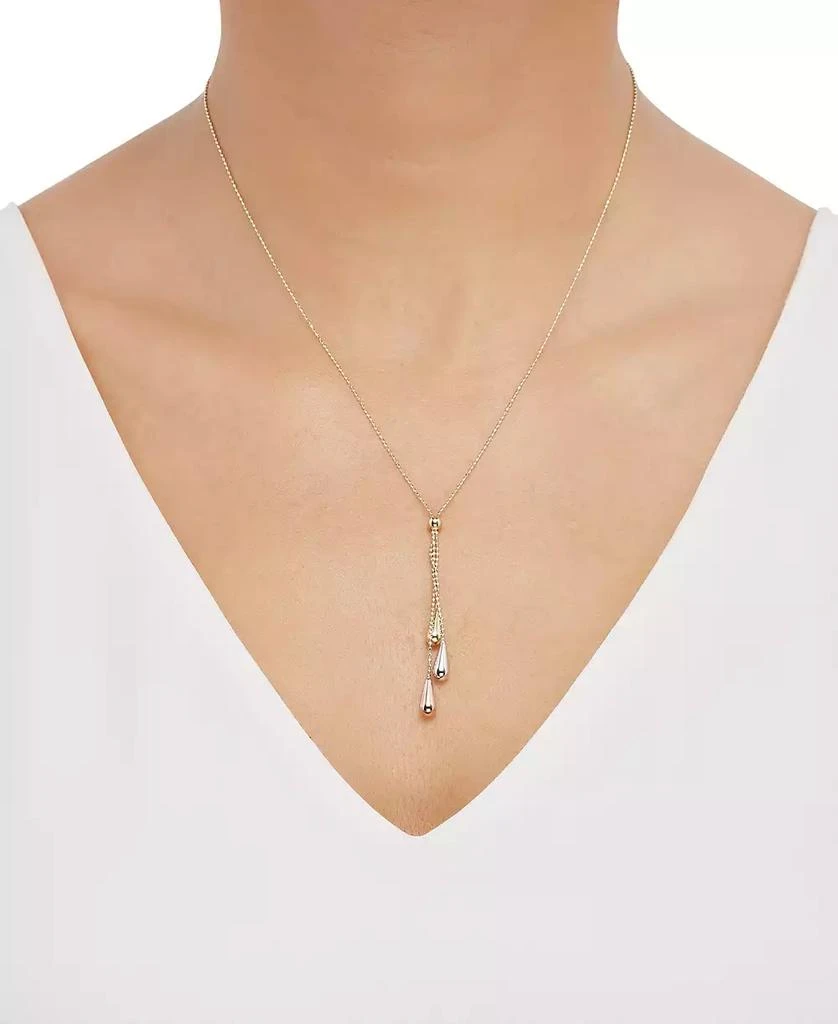 Italian Gold Tri-Gold Lariat Necklace in 14k Gold, White Gold and Rose Gold 2