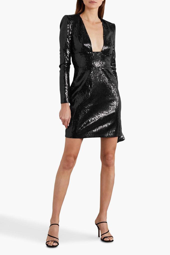 Dundas Open-back sequined chiffon mini dress