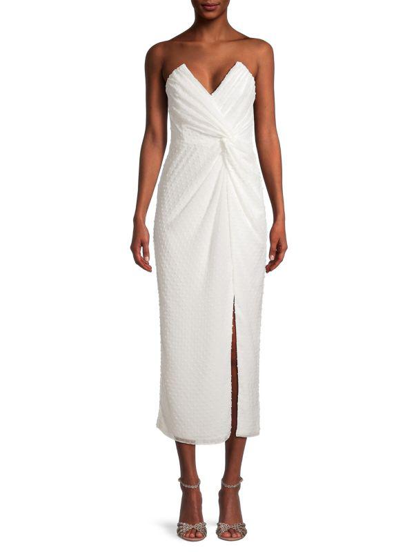 Katie May Come On Home Twisted Strapless Midi-Dress