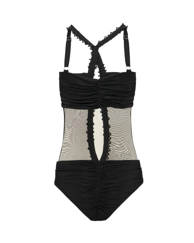 PatBO Moonlight Cross Front Bodysuit In Black 2