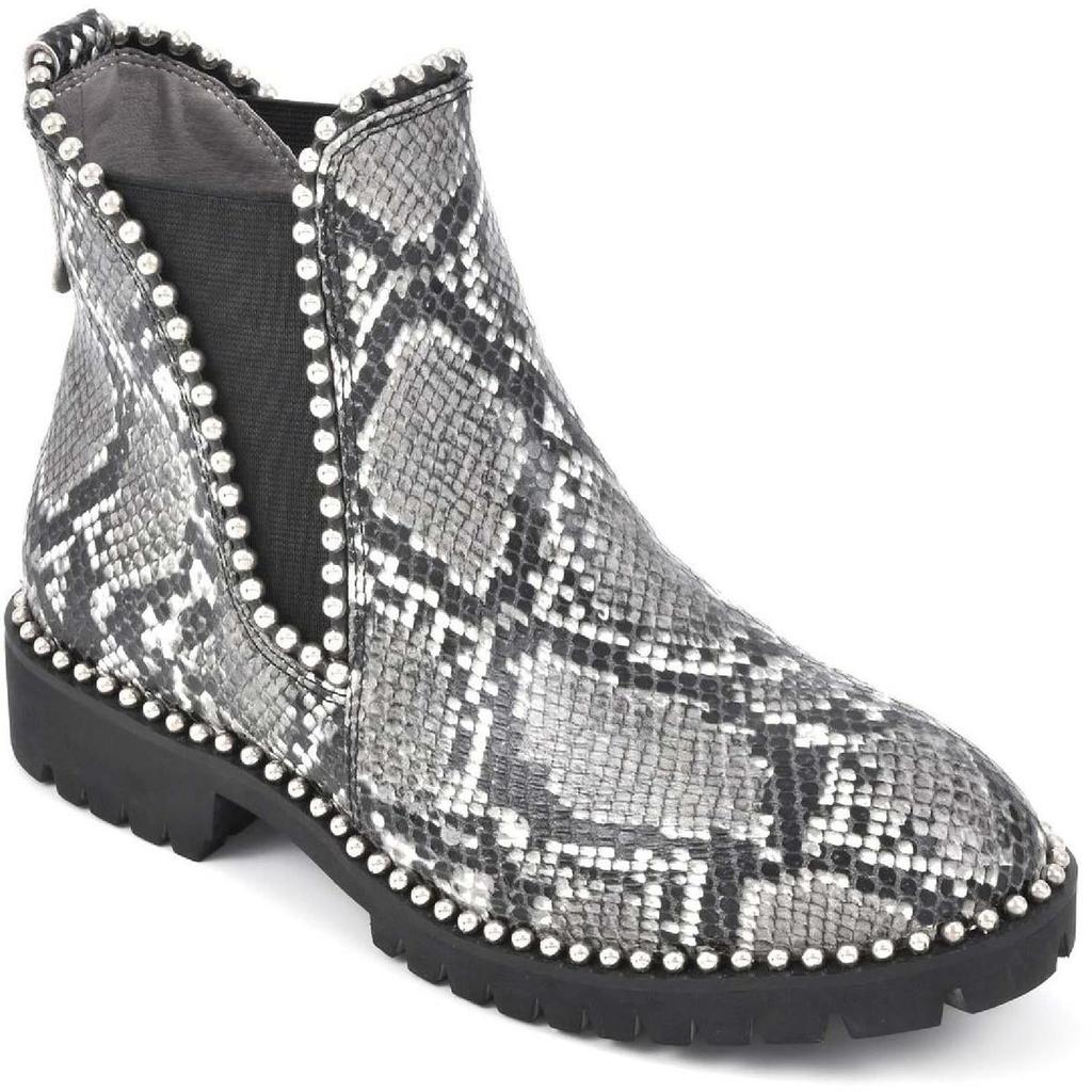 Seven Dials South End Womens Faux Leather Embellished Ankle Boots