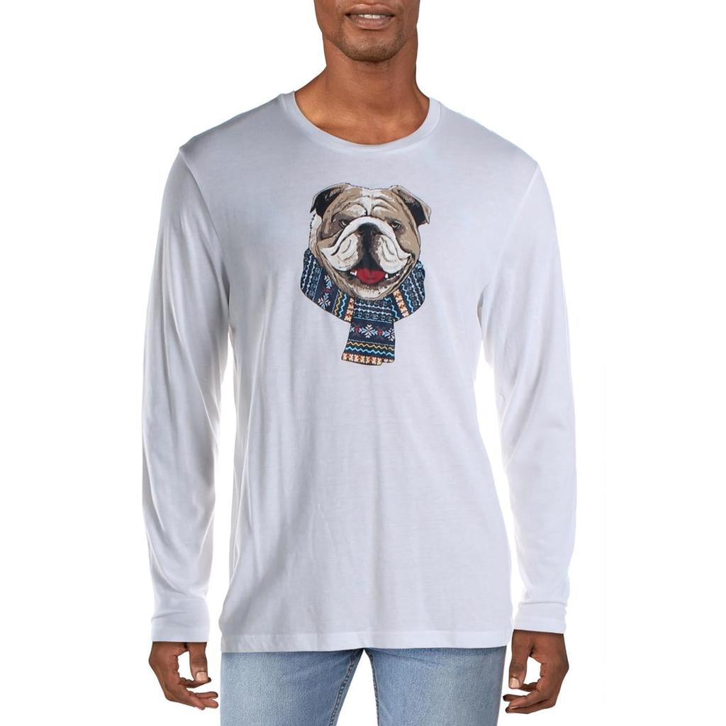 Club Room Bulldog Scarf Mens Cotton Blend Graphic T-Shirt