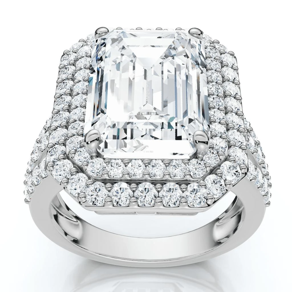 Pompeii3 Certified 6Ct Aria Emerald Diamond Engagement Ring 14k Gold/Platinum Lab Grown