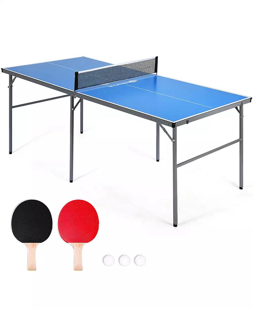 Costway 6 x3  Portable Tennis Ping Pong Folding Table w/Accessories
