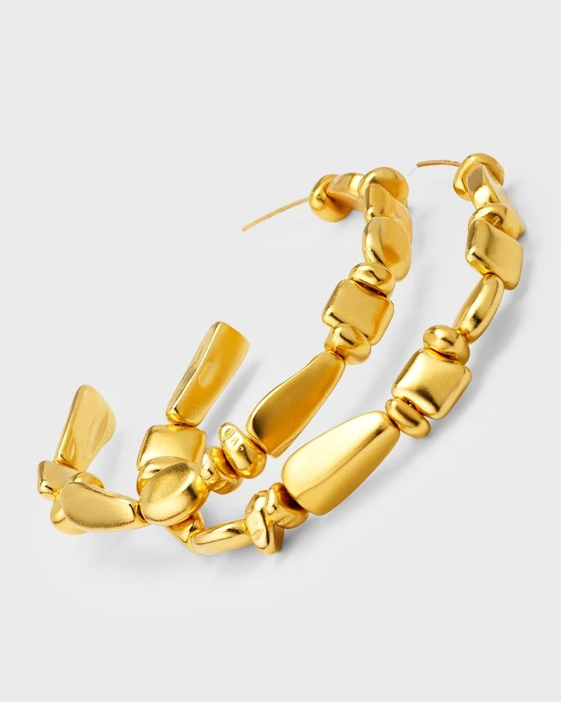 BEN-AMUN 24k Gold Electroplated Nuggets Hoop Earrings 3
