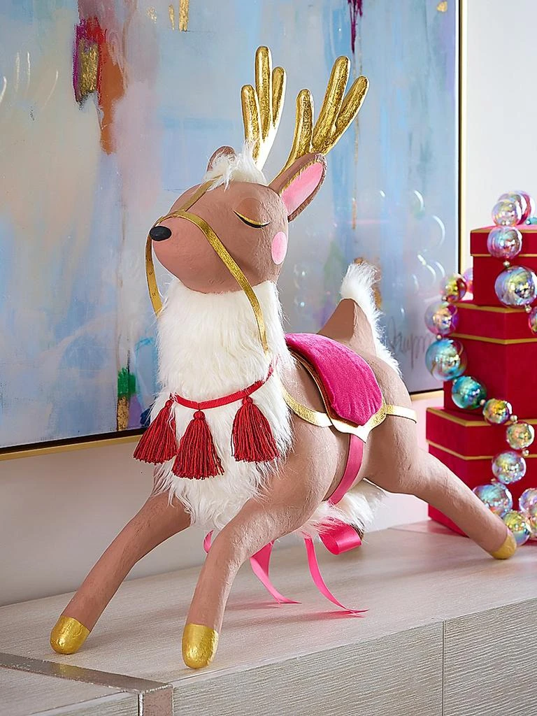 Glitterville Papa Noel
s Reindeer Tabletop Figure