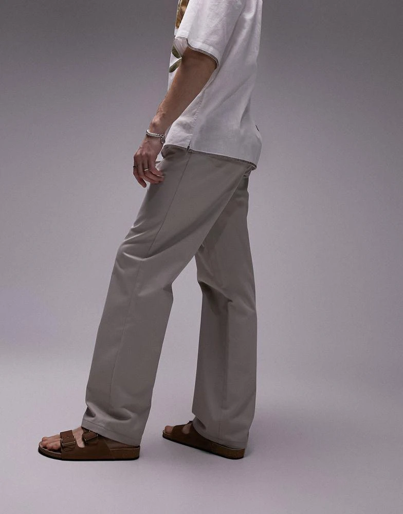 Topman Topman straight workwear chino trousers in stone 4