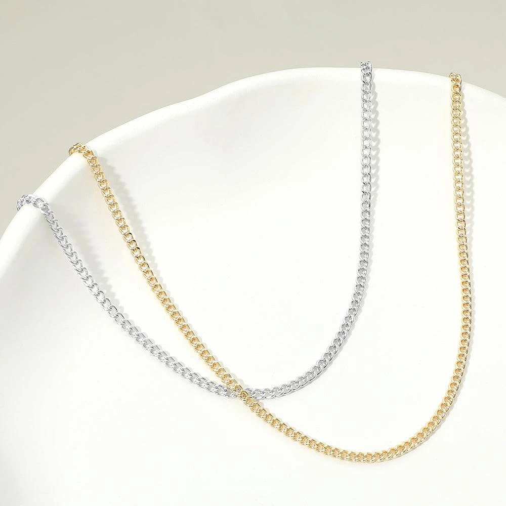 FASHNZFAB Silver Dipped Classic Curb Chain Necklace 4