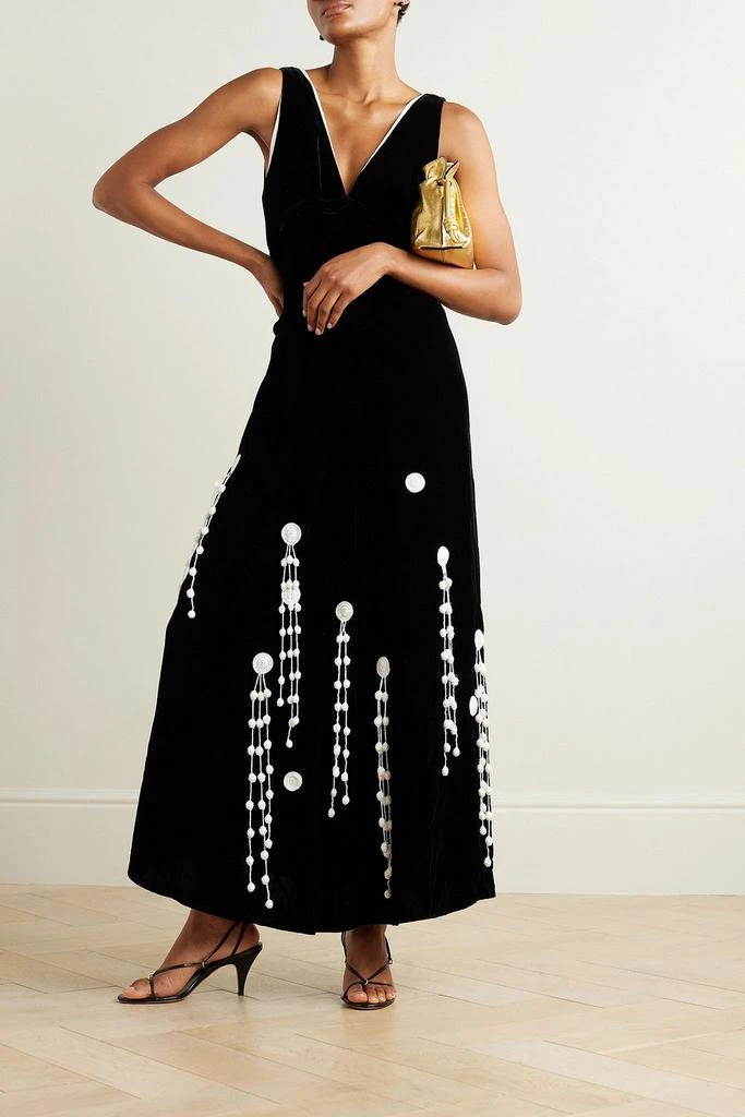 Proenza Schouler Appliquéd poplin-trimmed velvet maxi dress 2