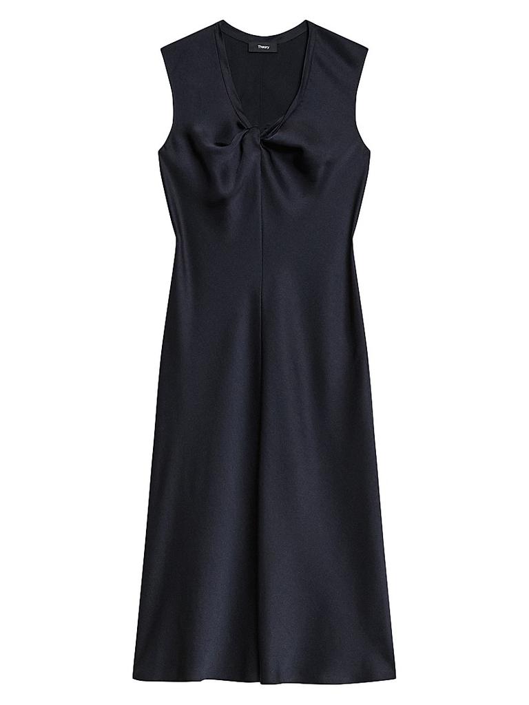 Theory Crushed Satin Twist Scoop Dress