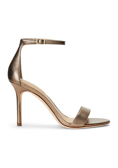 LAUREN RALPH LAUREN ALLIE メタリックストラップサンダル Allie Metallic Nappa Leather Sandal