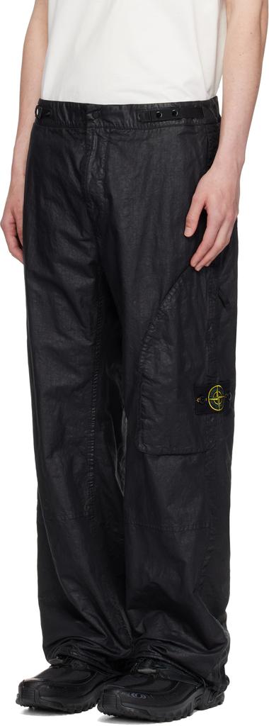 Shop Black Organic Look Nylon Panama-TC Cargo Pants on Sale at