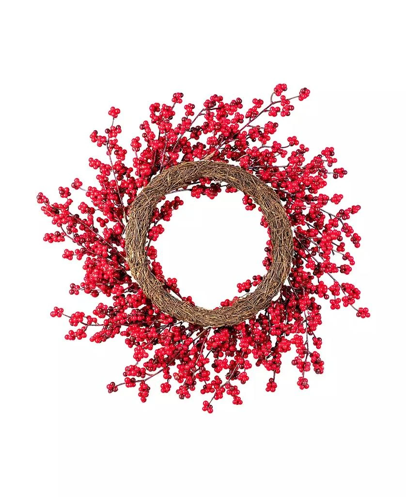 Glitzhome 25" Plastic Christmas Berries Wreath 8