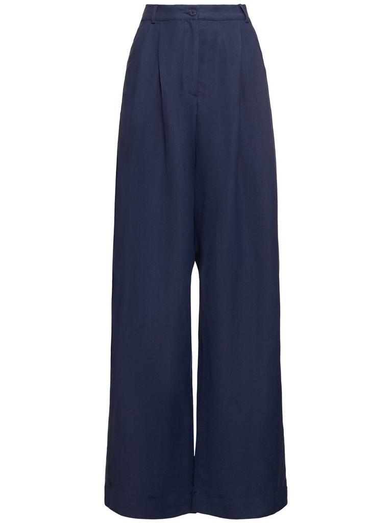 THE FRANKIE SHOP Piper Pleated Viscose & Linen Pants