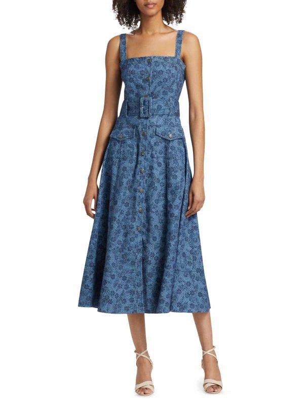 slim fit dress slacks Joseph Ribkoff Denim Fit And Flare Midi Dress With Belt Style 262901