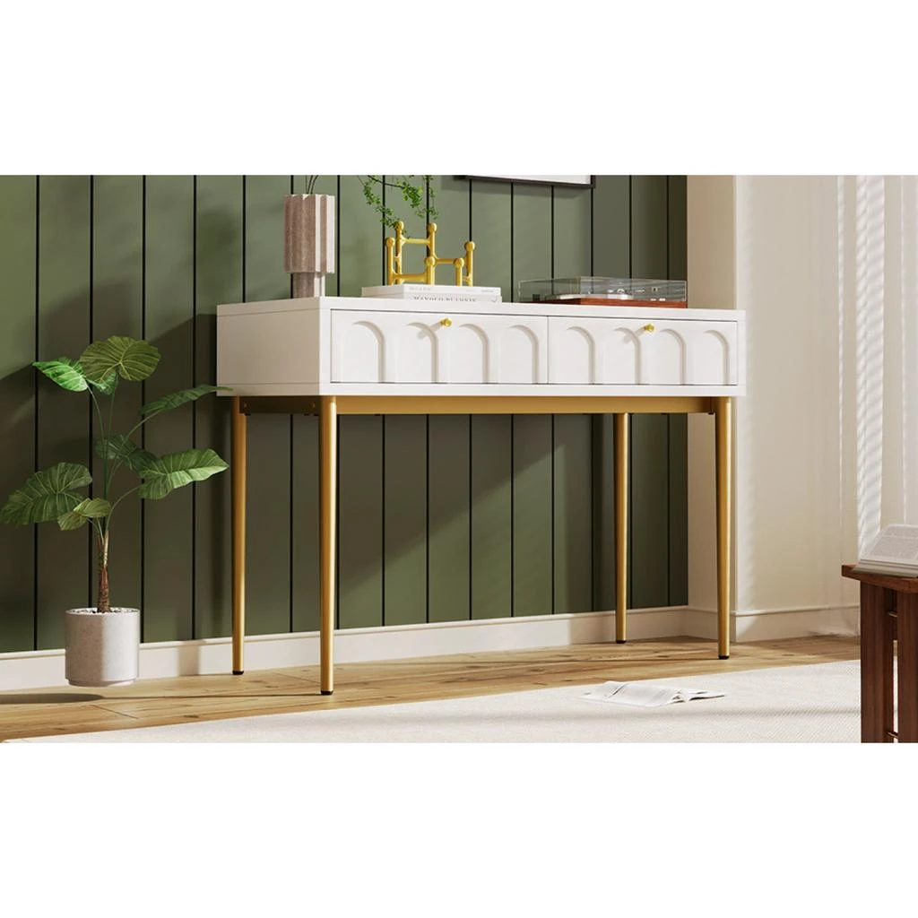 Shop Streamdale Modern Metal & Wood Double Drawer Dressing Table on Sale at  BeyondStyle  Get 37% Off Streamdale Modern Metal & Wood Double Drawer Dressing  Table with Limited-Time Flash Deals, Exclusive