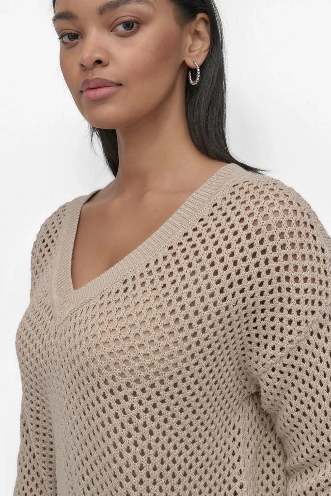DKNY 3/4 WIDE SLEEVE CREW NECKOPEN POINTELLE STITCH 5