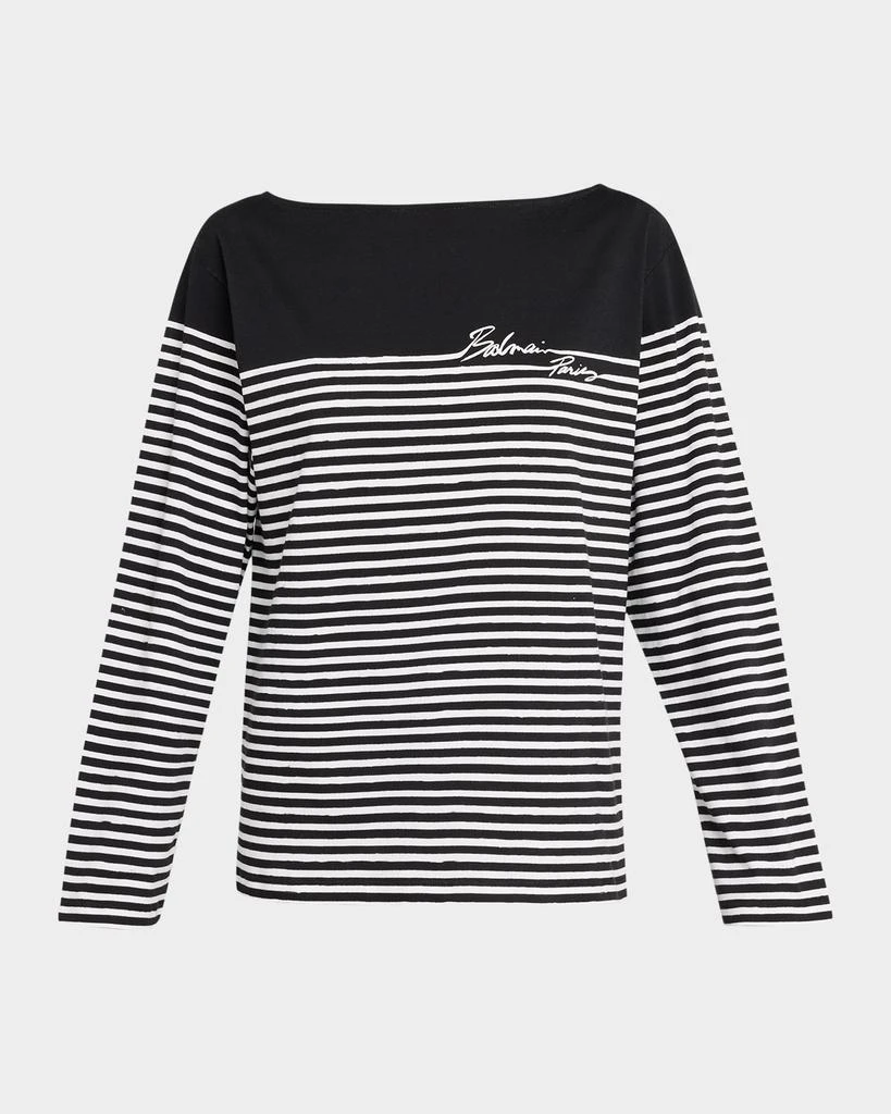 Balmain Balmain Marinier Striped Bateau-Neck Top