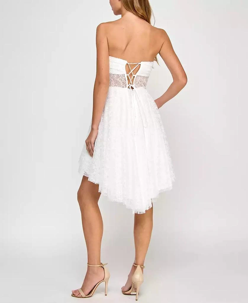 pear culture Juniors' Strapless Lace High-Low Dress 2