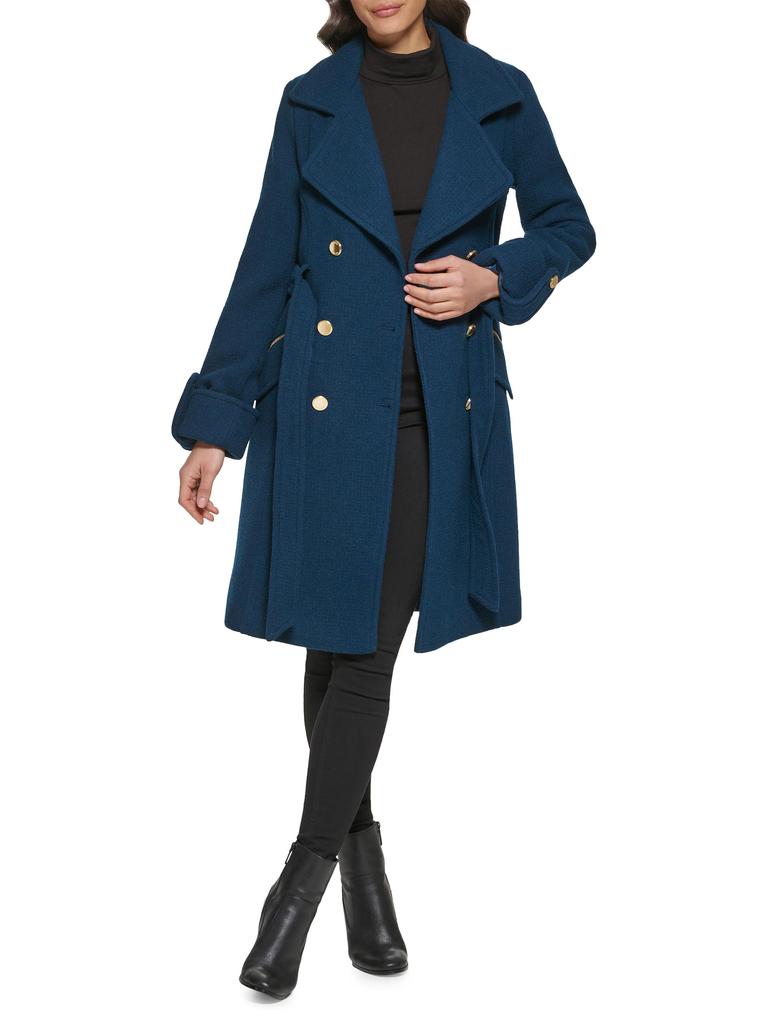 guess double breasted tie coat