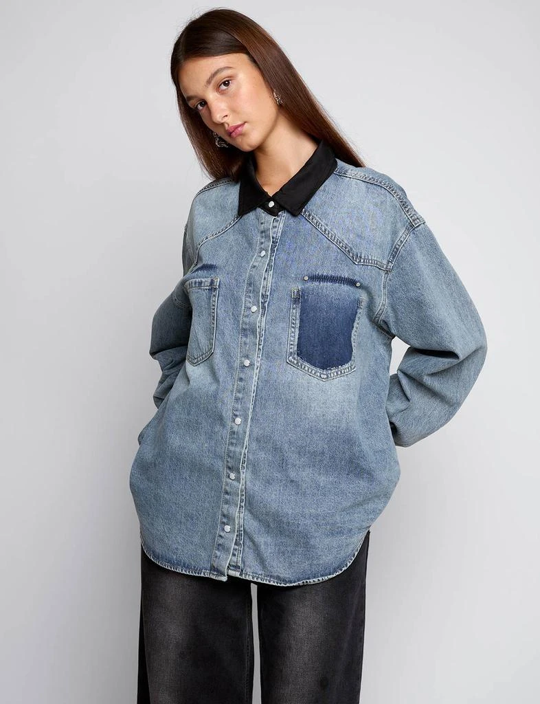 Pixie Market Two Tone Denim Shirt 6