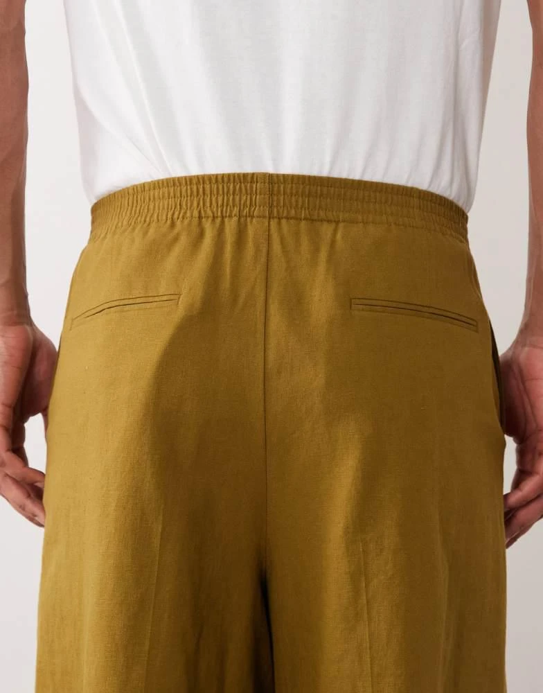 ASOS ASOS DESIGN bermuda suit shorts in khaki linen blend 4