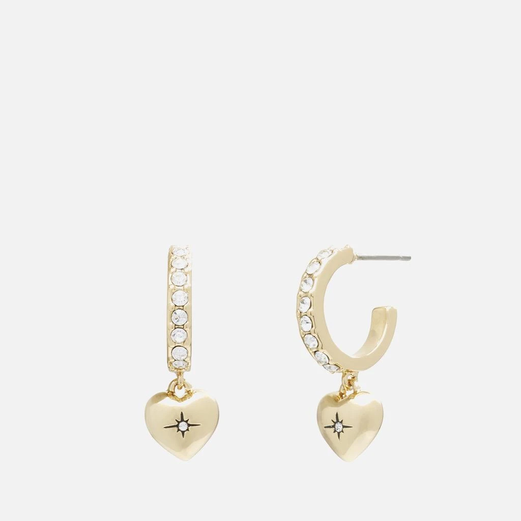 Coach Heart Pavé Gold-Tone Huggie Earrings 2