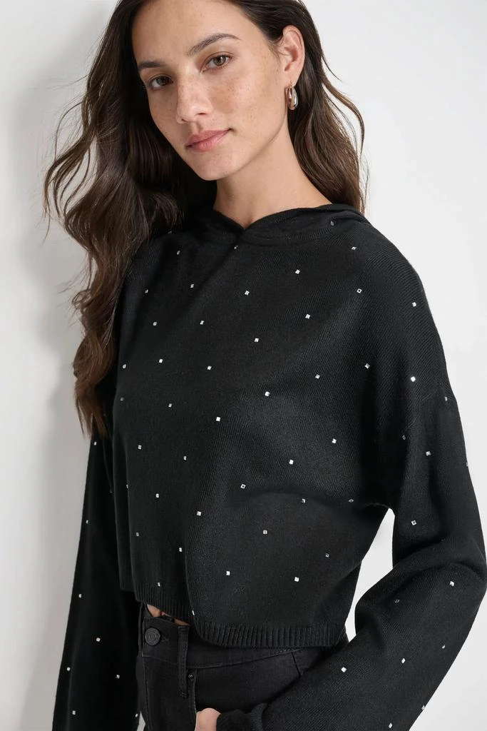 DKNY RHINESTUD CROPPED HOODIE SWEATER 5