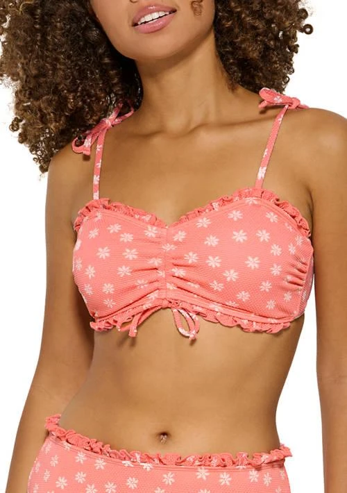TRUE CRAFT Craft Womens Spring Petals Ruffle Bralette Swim Top 1