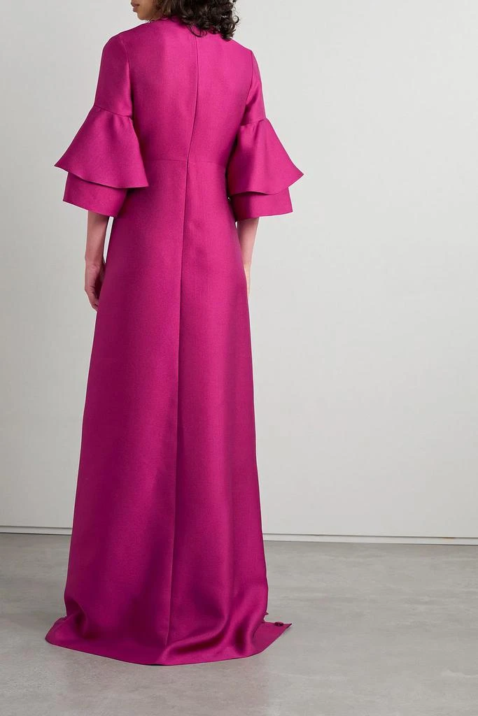 REEM ACRA Button-embellished ruffled satin-piqué gown 3