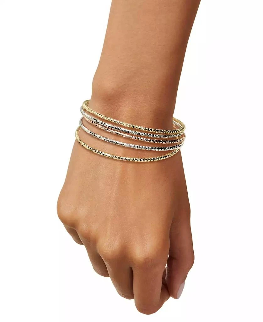 Macy's Multi-Layered Textured Bangle Bracelet in 10k Tri-Color Gold 2