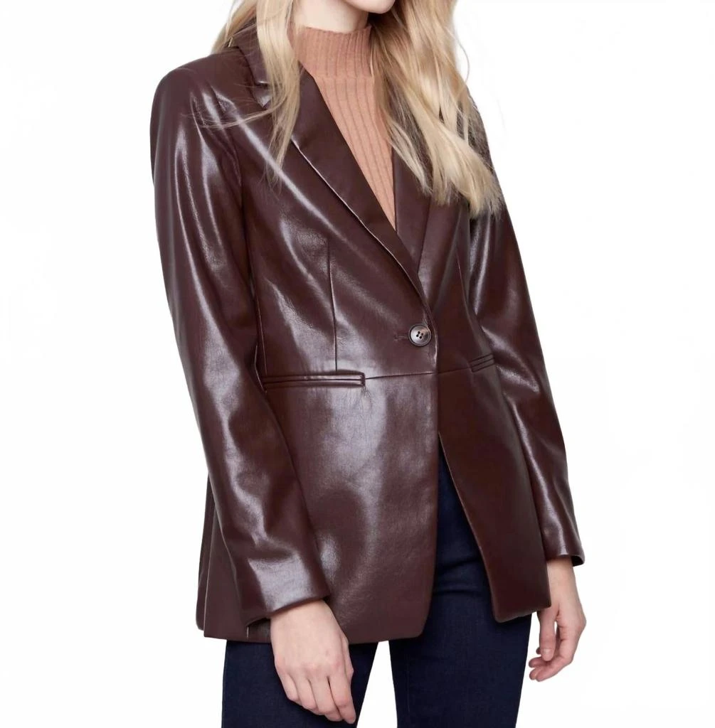 CHARLIE B Faux Leather Blazer In Cabernet