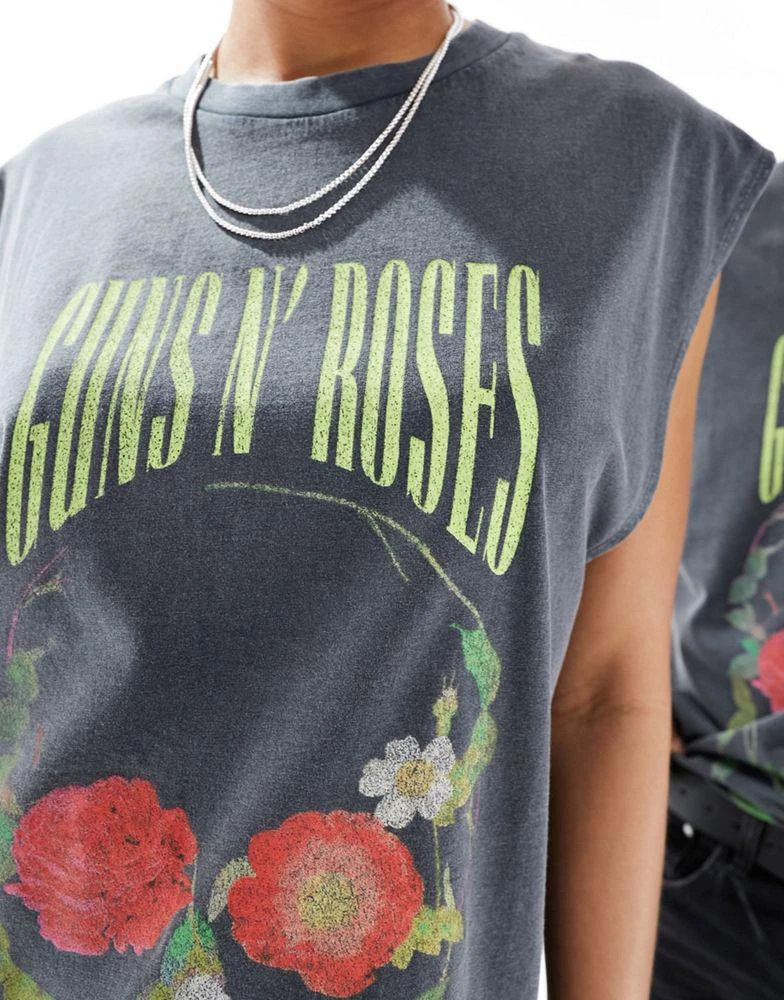 ASOS ASOS DESIGN unisex oversized license vest in washed black with Guns N Roses graphic prints 2