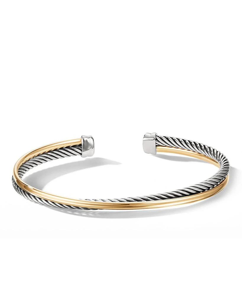 David Yurman Crossover Bracelet in Sterling Silver with 18K Yellow Gold, 3mm 1