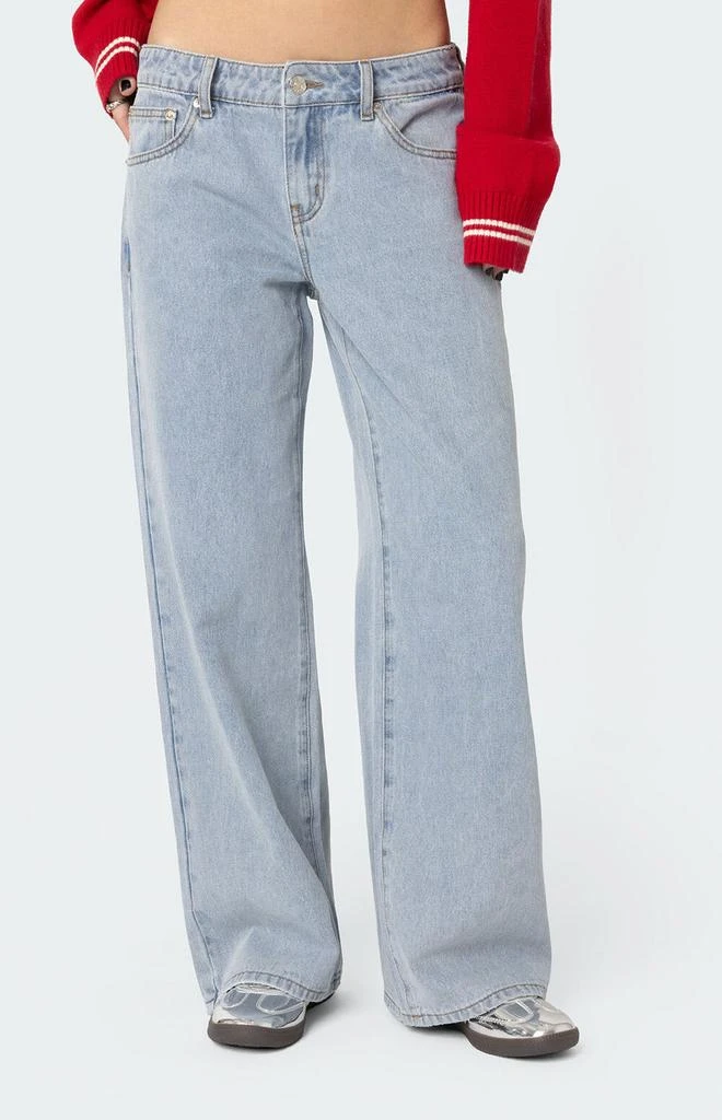 Edikted Petite Raelynn Washed Low Rise Jeans 1