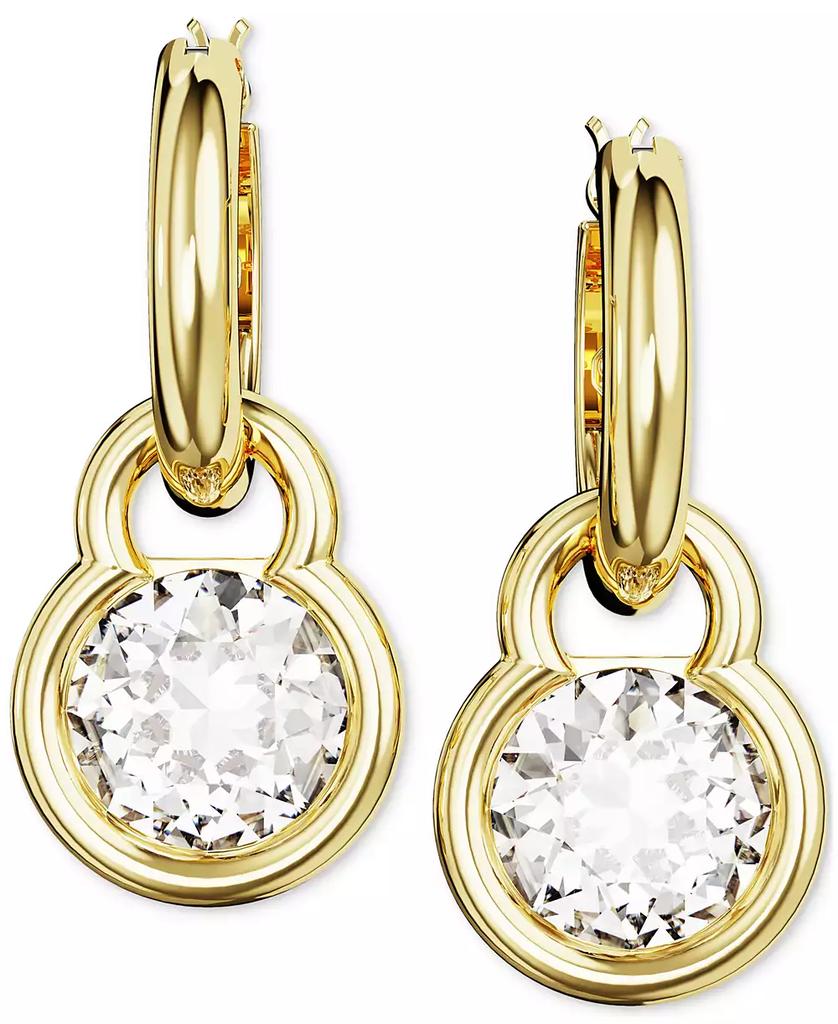 Swarovski Gold-Tone Crystal Charm Dangle Hoop Earrings
