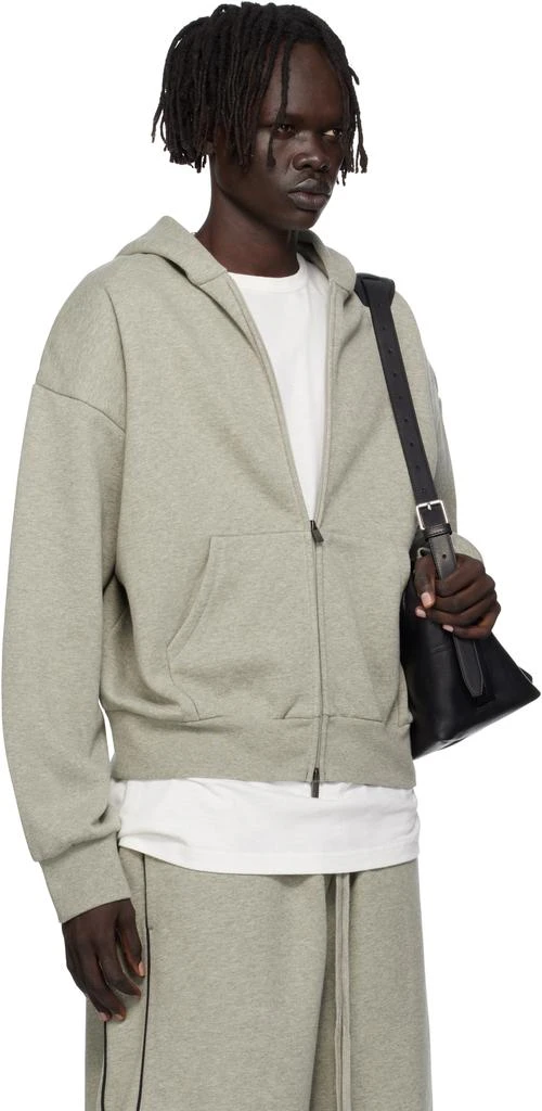 Essentials Gray Classic Fit Fleece Zip-Up Hoodie 2