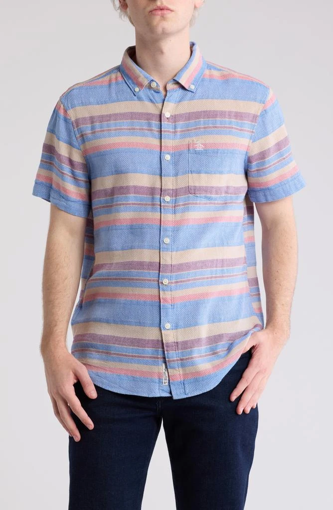 Original Penguin Stripe Dobby Short Sleeve Button-Up Shirt 1