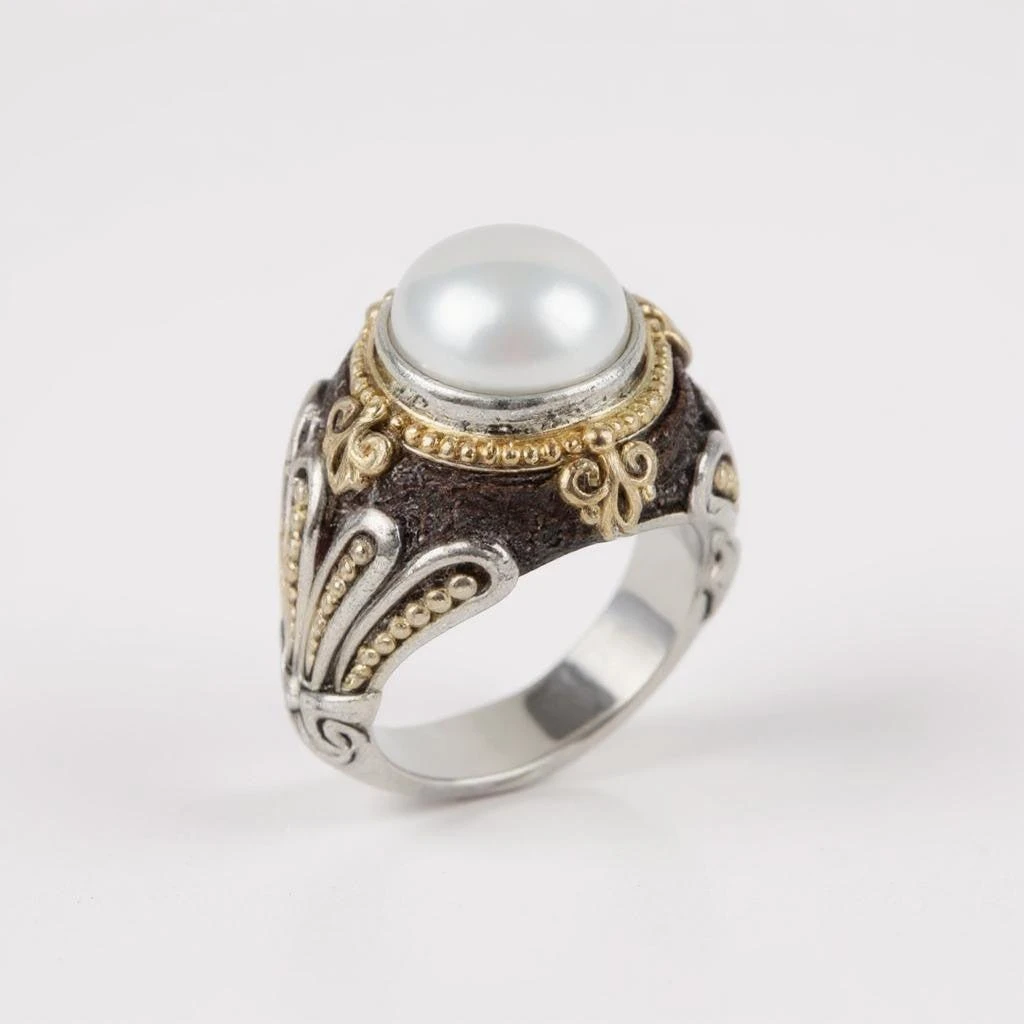Konstantino Konstantino Sterling Silver
18K Yellow Gold Pearl Ring Sz. 8 DMK2099-122