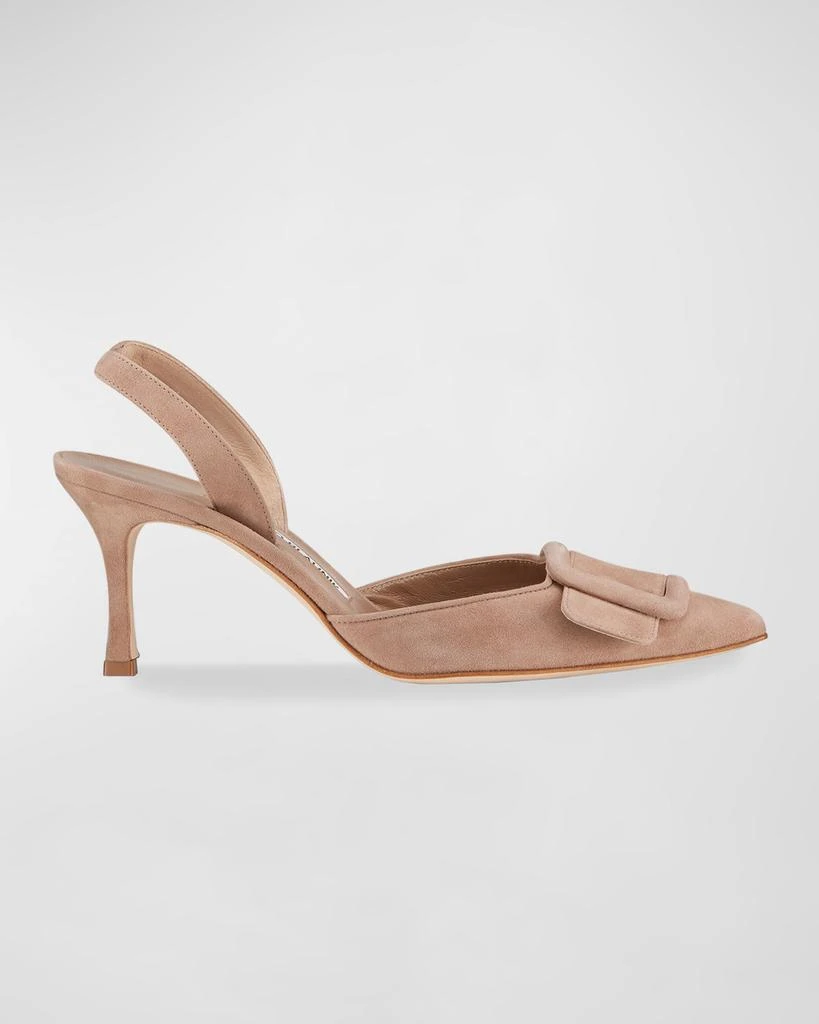 Manolo Blahnik Maysli Suede Buckle Slingback Pumps 1