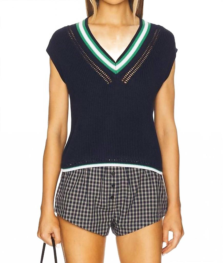 525 America Crochet Vest In Blue Multi