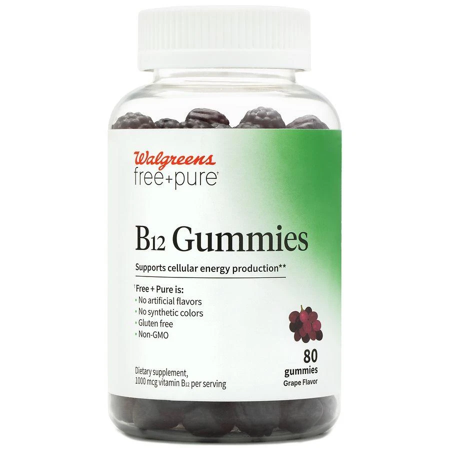 Walgreens Free & Pure Energy B12 1000 mcg Adult Gummy (40 days) Grape 1