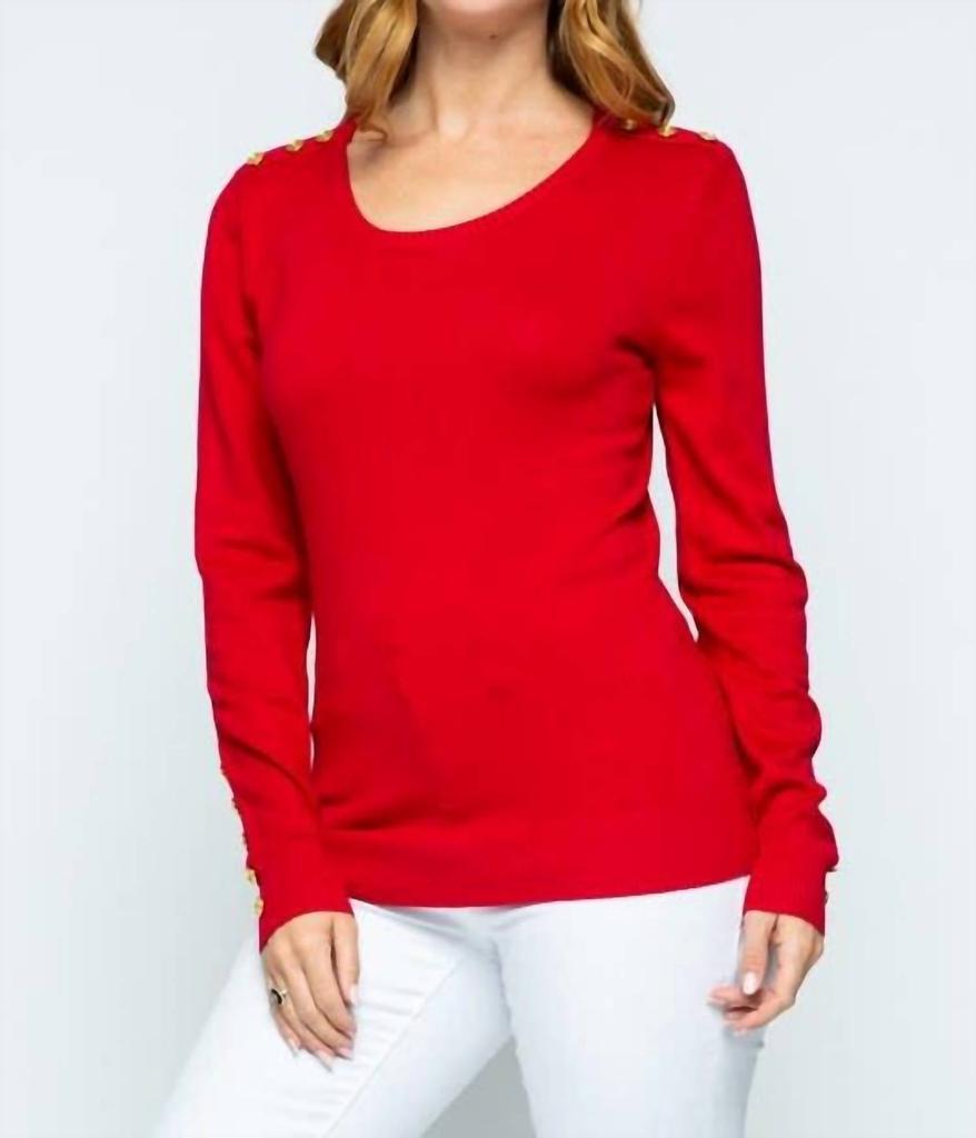CIELO Cielo - Button Shoulder & Sleeve Sweater