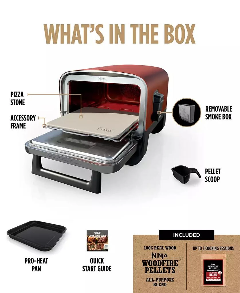 Ninja Woodfire Pizza Oven, 8-in-1 Outdoor Oven, 5 Pizza Settings, Up to 700 Fahrenheit High Heat, BBQ (Barbecue) Smoker - OO101 13