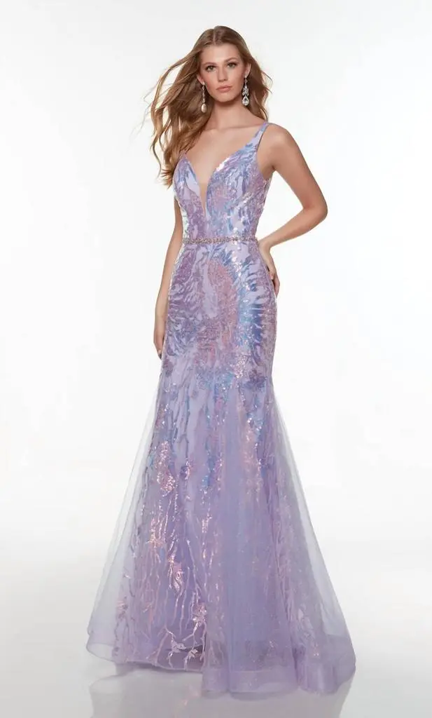 ALYCE PARIS Alyce Paris - Sequin Tulle Fit And Flare Gown