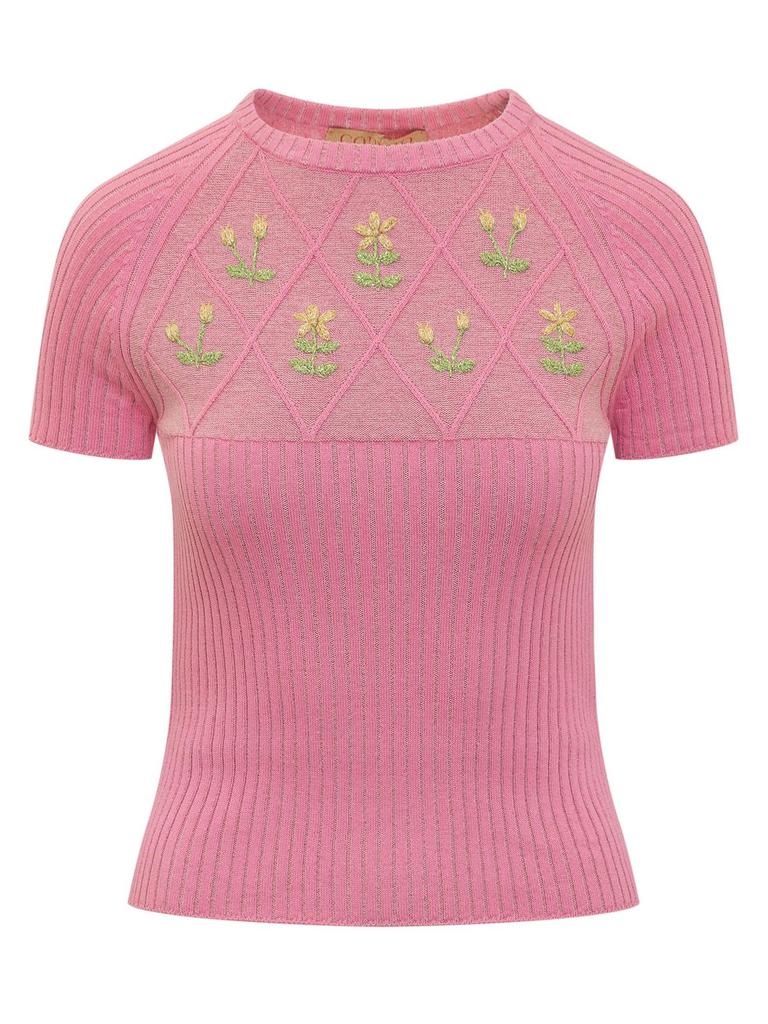 CORMIO Cormio Floral Embroidered Crewneck Top